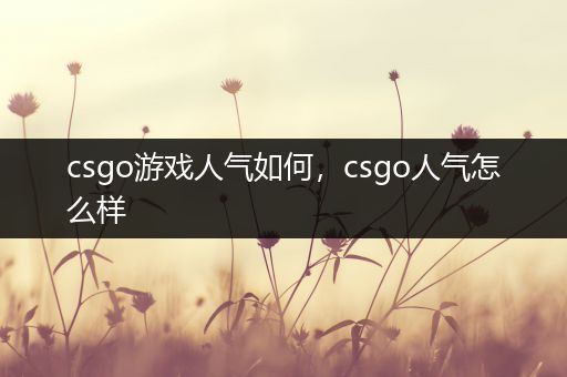 csgo游戏人气如何，csgo人气怎么样