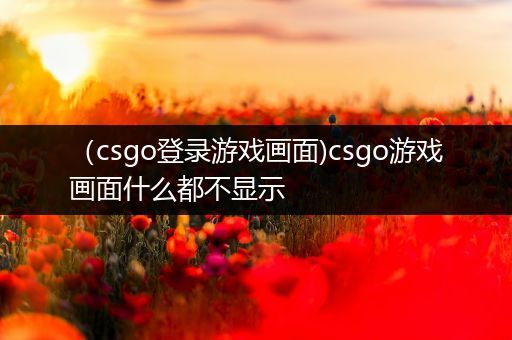 （csgo登录游戏画面)csgo游戏画面什么都不显示