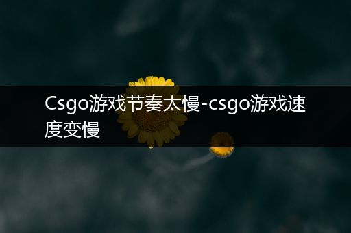 Csgo游戏节奏太慢-csgo游戏速度变慢