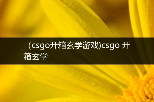 （csgo开箱玄学游戏)csgo 开箱玄学