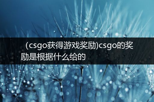 （csgo获得游戏奖励)csgo的奖励是根据什么给的