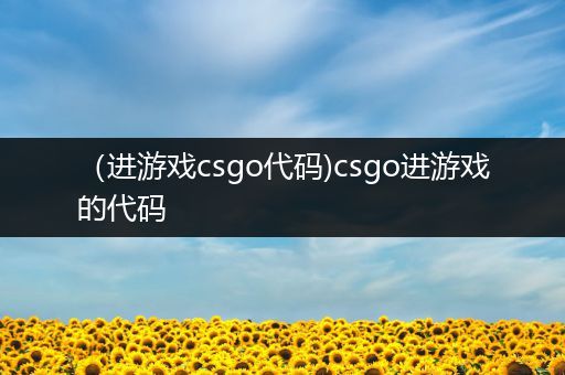 （进游戏csgo代码)csgo进游戏的代码
