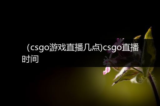 （csgo游戏直播几点)csgo直播时间