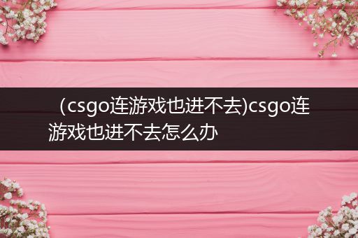 （csgo连游戏也进不去)csgo连游戏也进不去怎么办