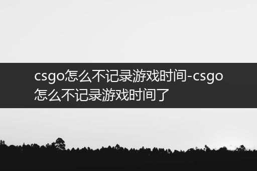 csgo怎么不记录游戏时间-csgo怎么不记录游戏时间了