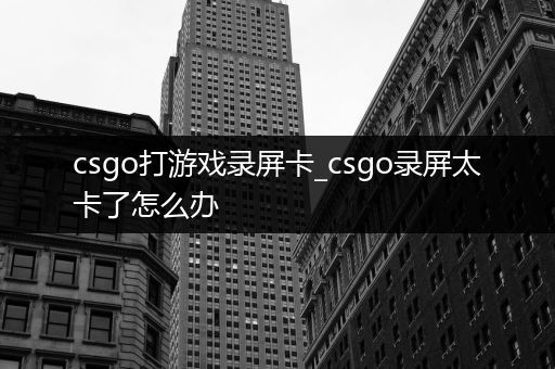 csgo打游戏录屏卡_csgo录屏太卡了怎么办