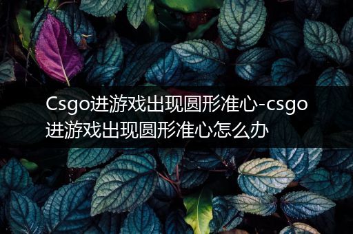 Csgo进游戏出现圆形准心-csgo进游戏出现圆形准心怎么办