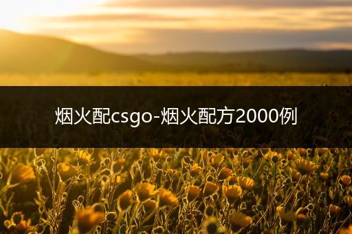 烟火配csgo-烟火配方2000例