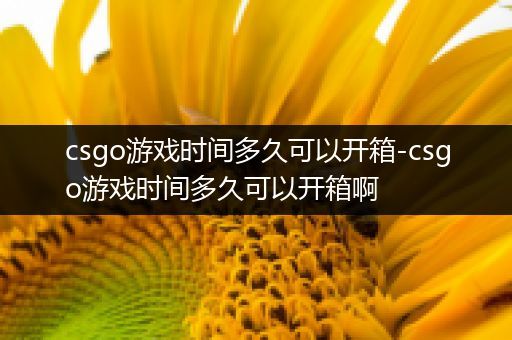 csgo游戏时间多久可以开箱-csgo游戏时间多久可以开箱啊