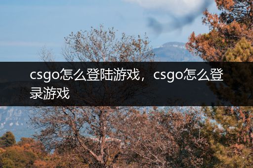 csgo怎么登陆游戏，csgo怎么登录游戏