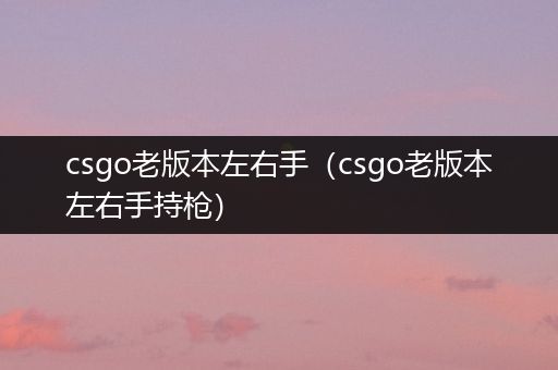 csgo老版本左右手（csgo老版本左右手持枪）