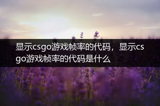 显示csgo游戏帧率的代码，显示csgo游戏帧率的代码是什么
